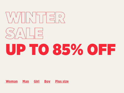 Winter sale Ρ Π΄ΠΎ -85% Π½Π°ΠΌΠ°Π»Π΅Π½ΠΈΠ΅